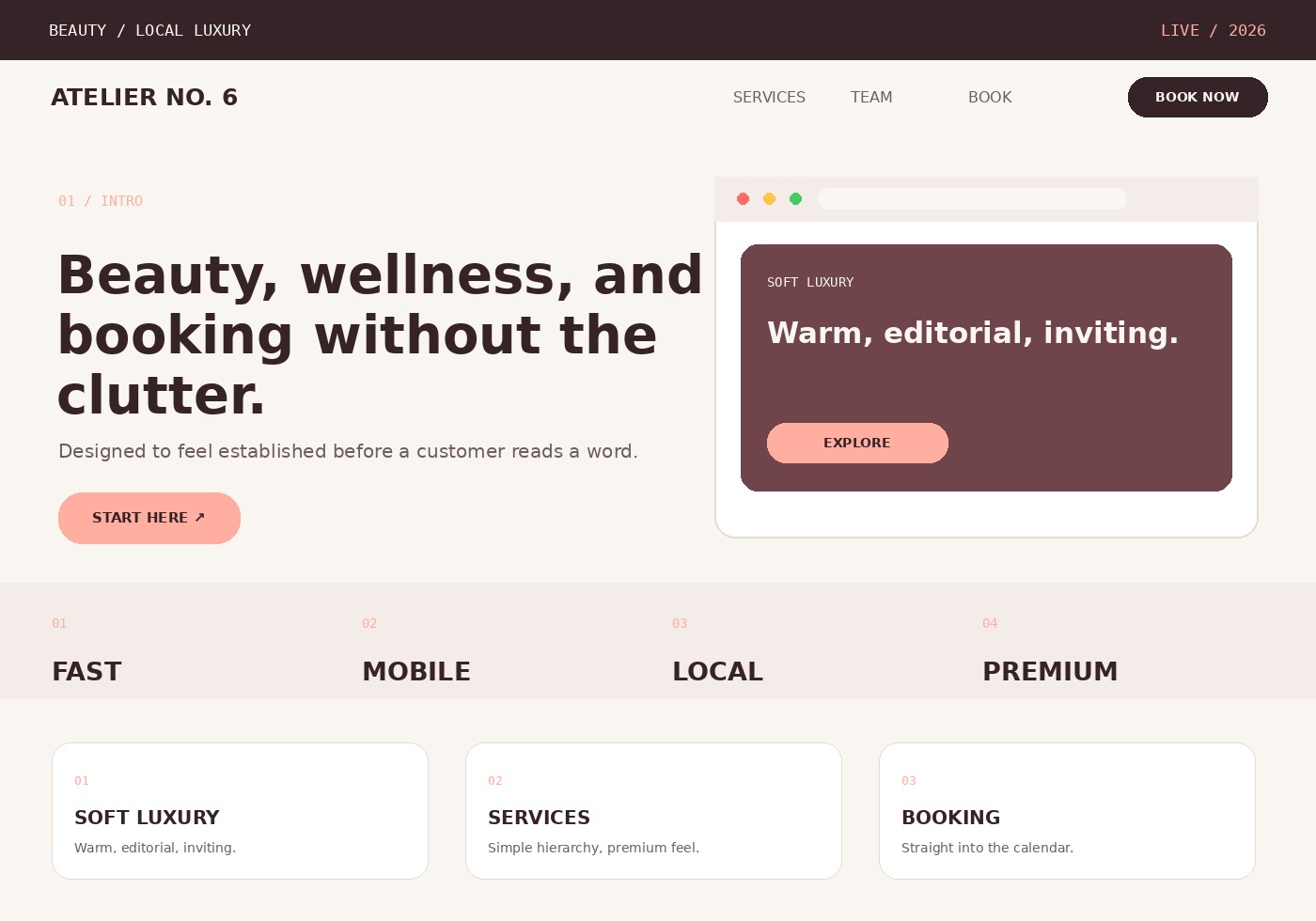 Beauty website design concept