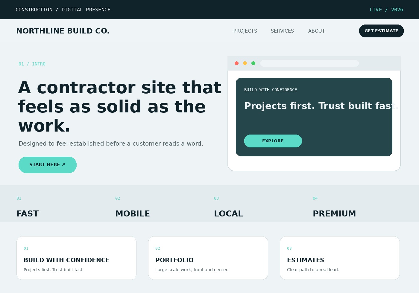 Contractor website design concept